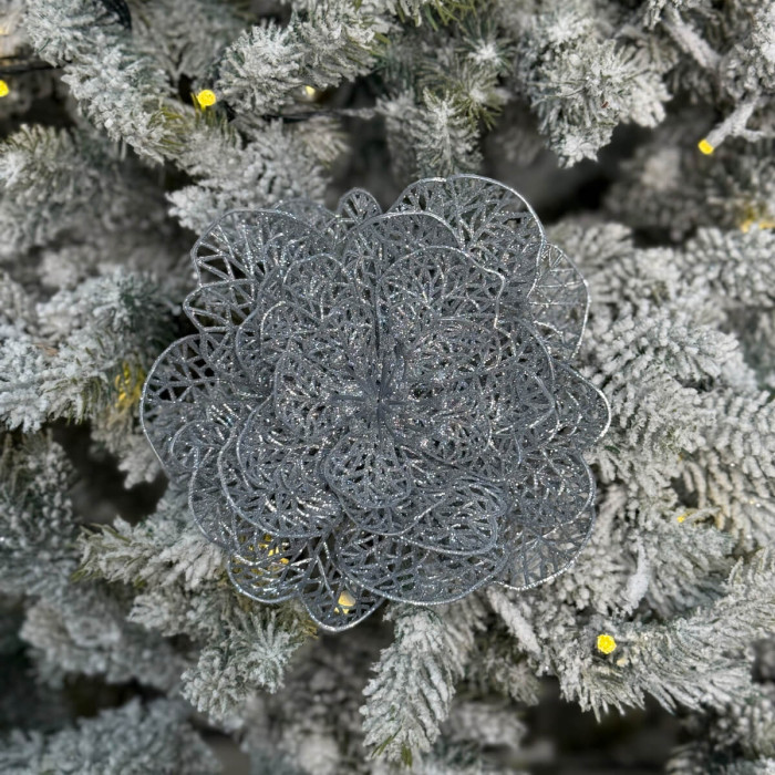New Year's decoration Christmas flower large - silver