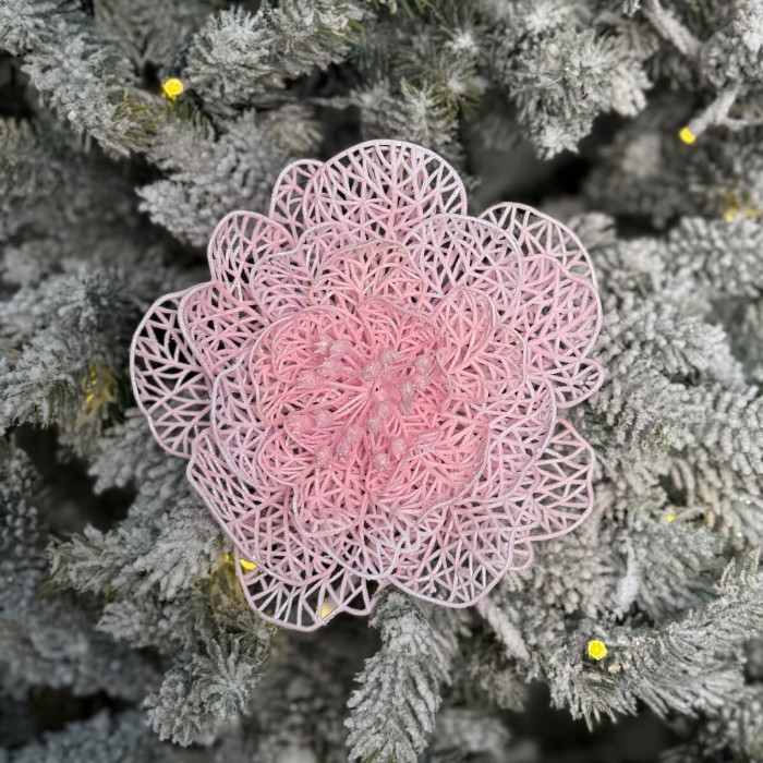 Прикраса новорічна Квітка новорічна велика - рожева