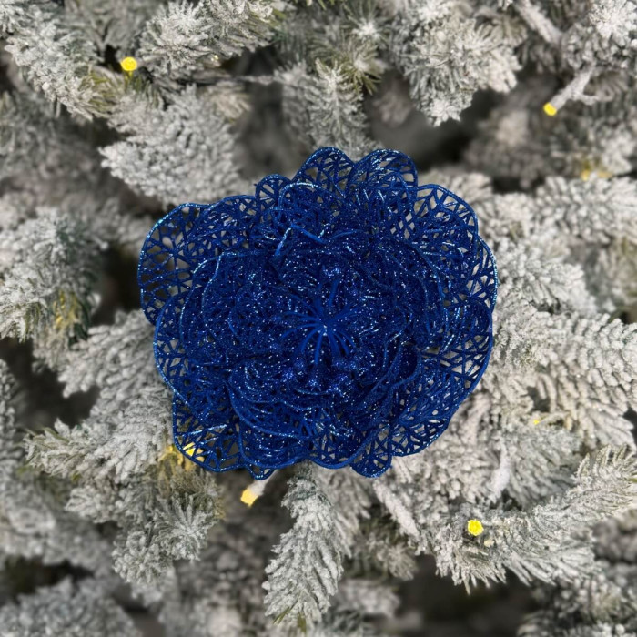 Прикраса новорічна Квітка новорічна велика - синя