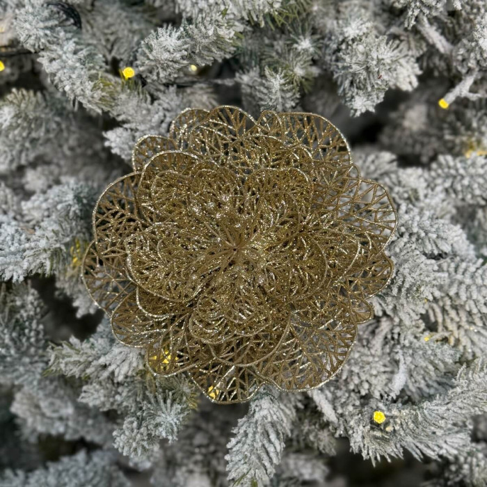 Прикраса новорічна Квітка новорічна велика - золота