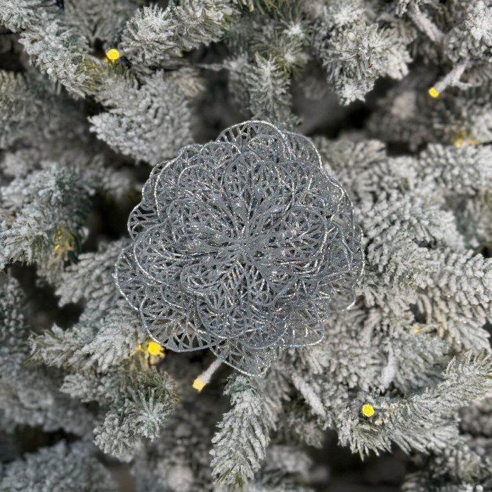 New Year's decoration Christmas flower medium - silver