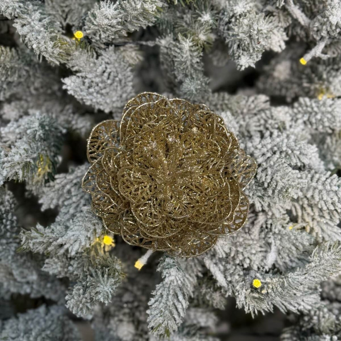 Прикраса новорічна Квітка новорічна середня - золота