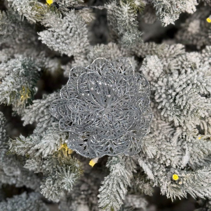 New Year's decoration Christmas flower mini - silver