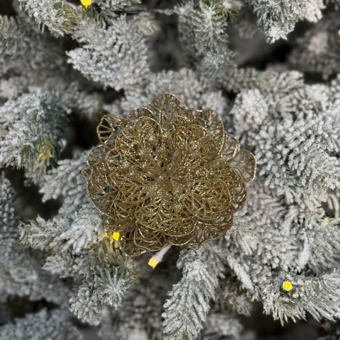 Прикраса новорічна Квітка новорічна мала - золота