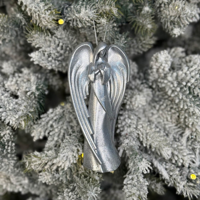 Новорічна фігурка Янгол молиться-2 срібний