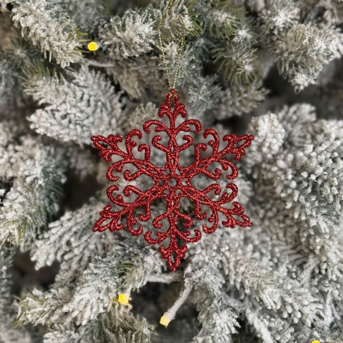 Новогоднее украшение Снежинка Кристалл - красный