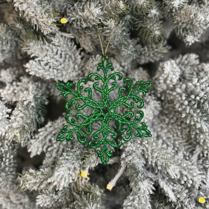 Прикраса новорічна Сніжинка Кристал - зелений