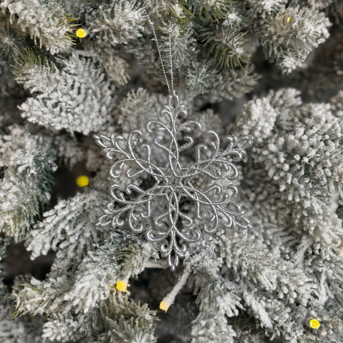 Прикраса новорічна Сніжинка Кристал - срібний