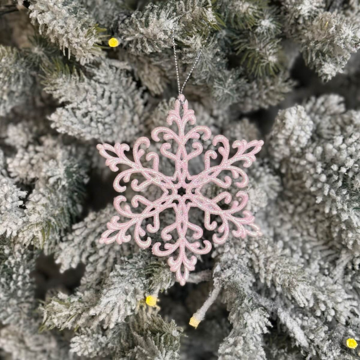 Новогоднее украшение Снежинка Кристалл - розовый