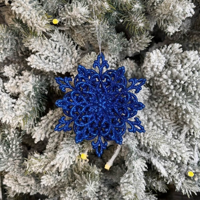 Новогоднее украшение Снежинка Кристалл объемная - синий