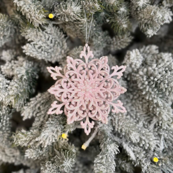 Новогоднее украшение Снежинка Кристалл объемная - розовый