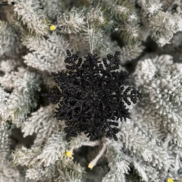 Новогоднее украшение Снежинка Классика объемная - черный