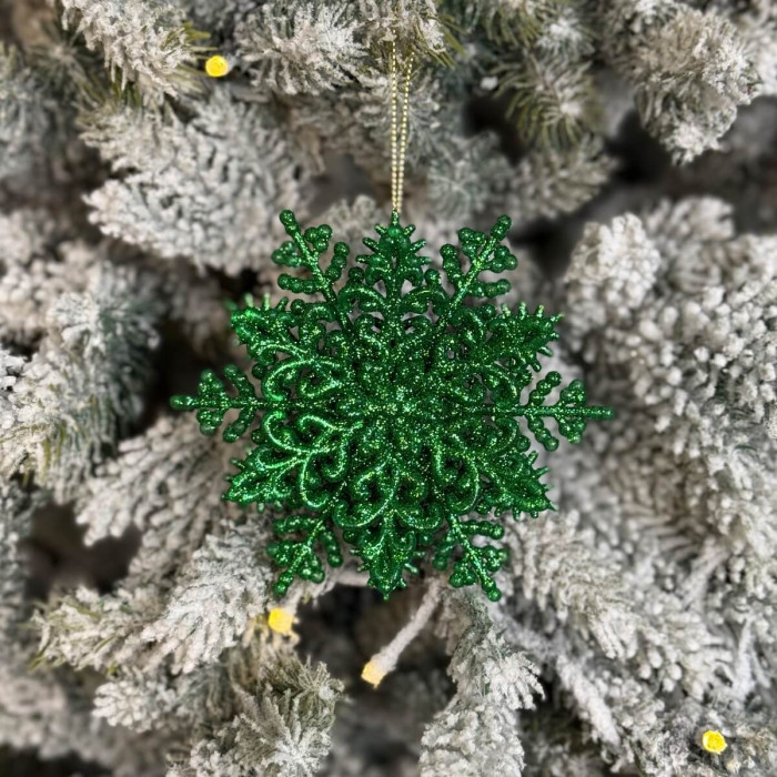 Новогоднее украшение Снежинка Классика объемная - зеленый