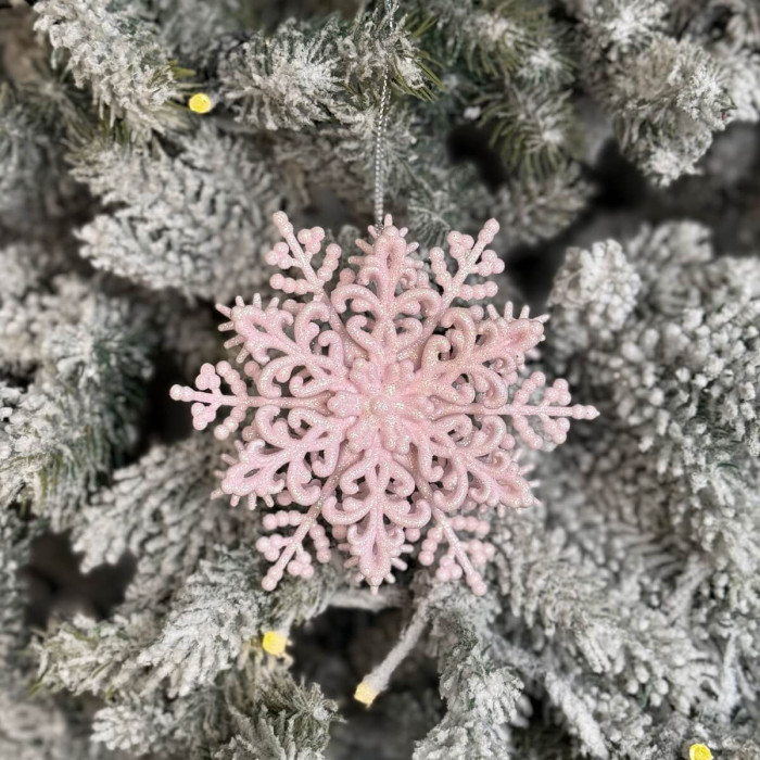 Новогоднее украшение Снежинка Классика объемная - розовый