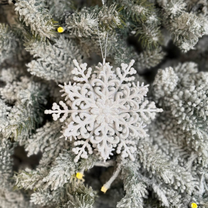 Новогоднее украшение Снежинка Классика объемная - белый