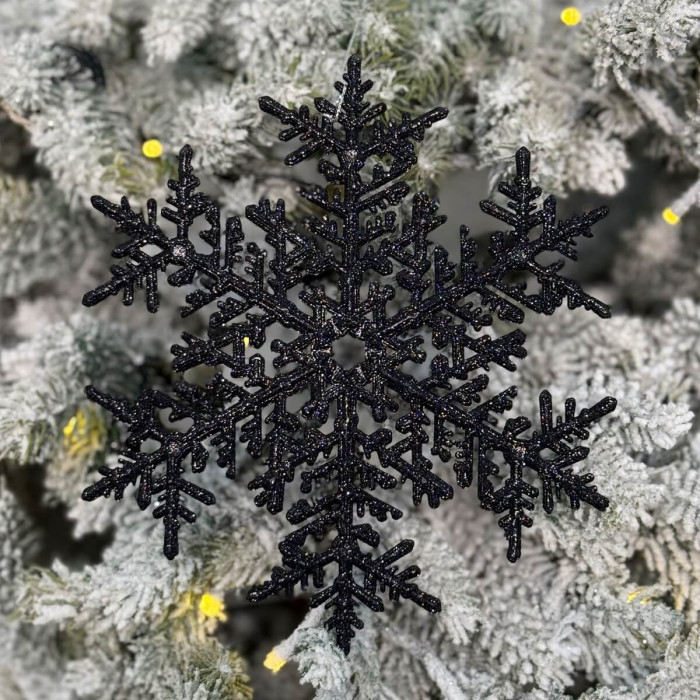 Новогоднее украшение Снежинка 25 см - черный