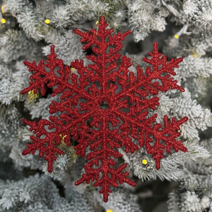 Christmas decoration Snowflake 25 cm - red
