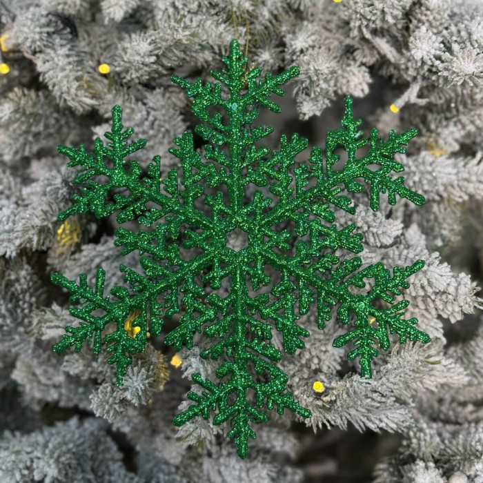 Новогоднее украшение Снежинка 25 см - зеленый