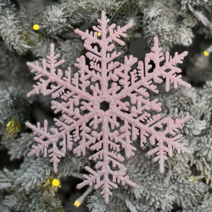 Новогоднее украшение Снежинка 25 см - рожевий