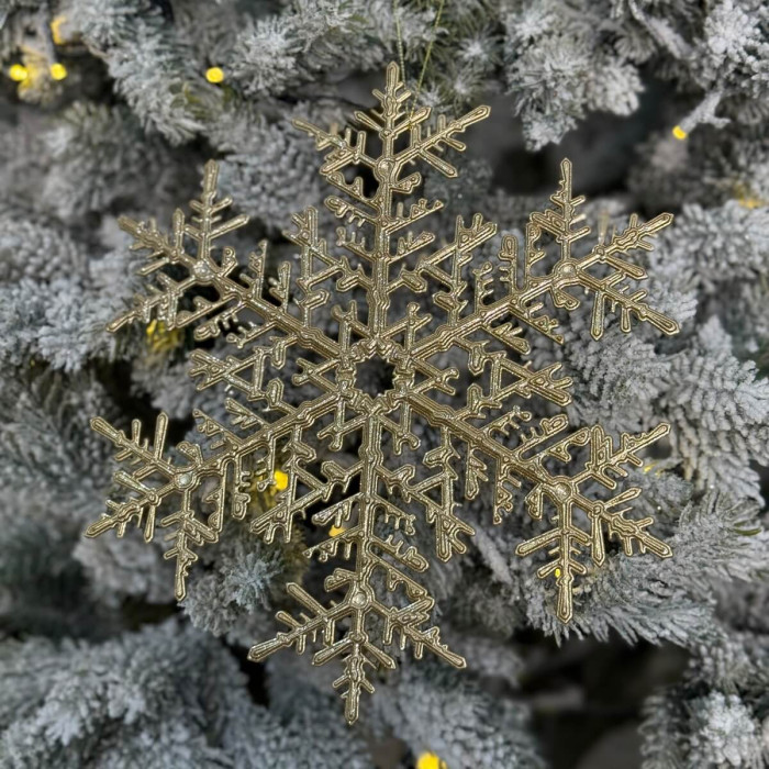 Новогоднее украшение Снежинка 25 см - золотой