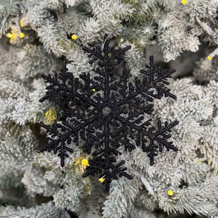 Новогоднее украшение Снежинка 20 см - черный