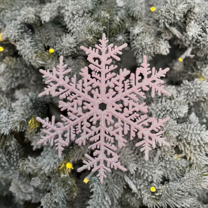 Новогоднее украшение Снежинка 20 см - розовый