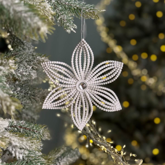 Christmas decoration Snowflake Edelweiss - white