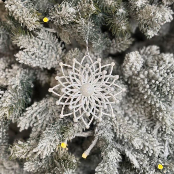 Новогоднее украшение Снежинка Молекула - белый