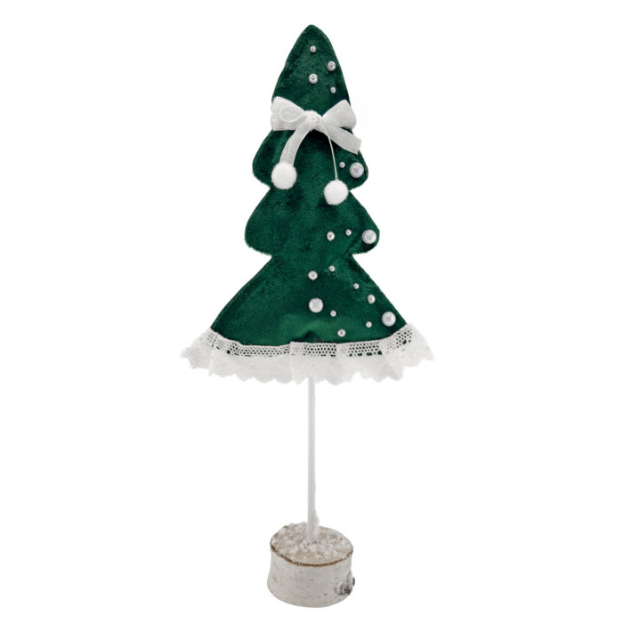 Новорічна ялинка на пеньку з бантиком 40 см зелена