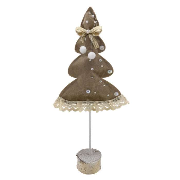 Новорічна ялинка на пеньку з бантиком 40 см золота