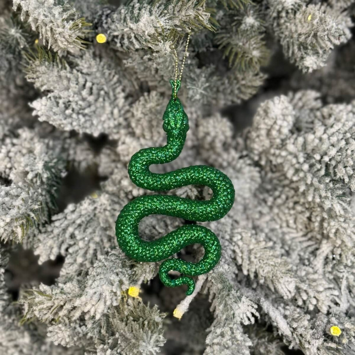 Прикраса новорічна Змія - зелена