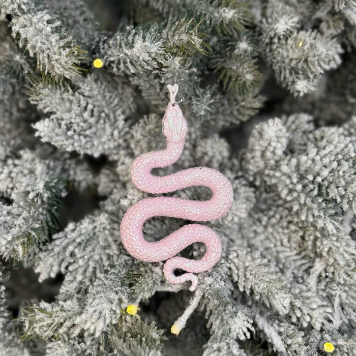 Прикраса новорічна Змія - рожева