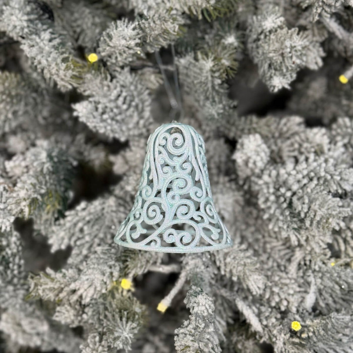 Новогоднее украшение Колокольчик ажурный - голубой