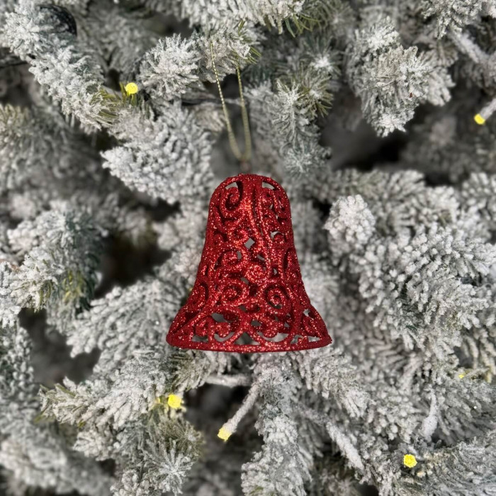 Прикраса новорічна Дзвіночок ажурний - червоний