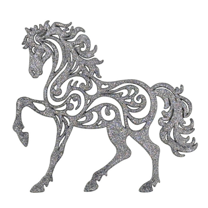 Новорічна іграшка Коник - срібний