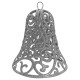 Прикраса новорічна Дзвіночок ажурний - срібний