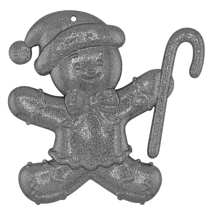 Прикраса новорічна Пряник-сніговик - срібний