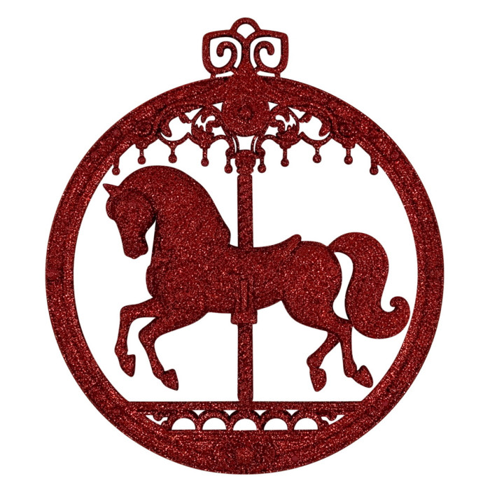 Прикраса новорічна Коник-карусель - червоний