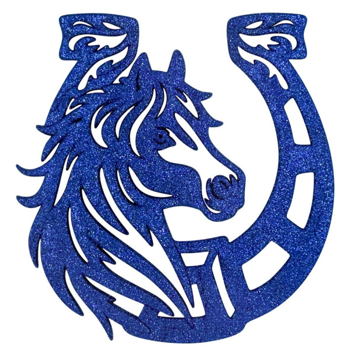 Новорічна іграшка Кінь-підкова - синій