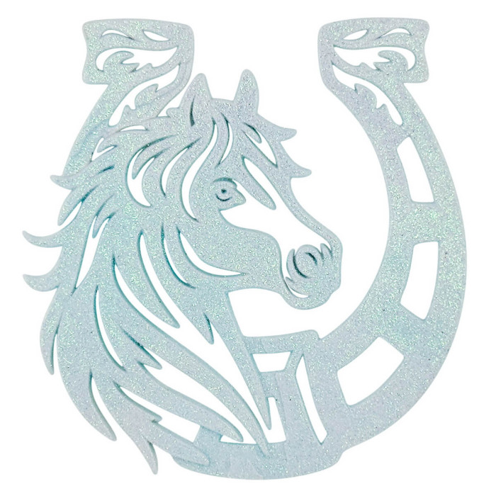 Новорічна іграшка Кінь-підкова - блакитний