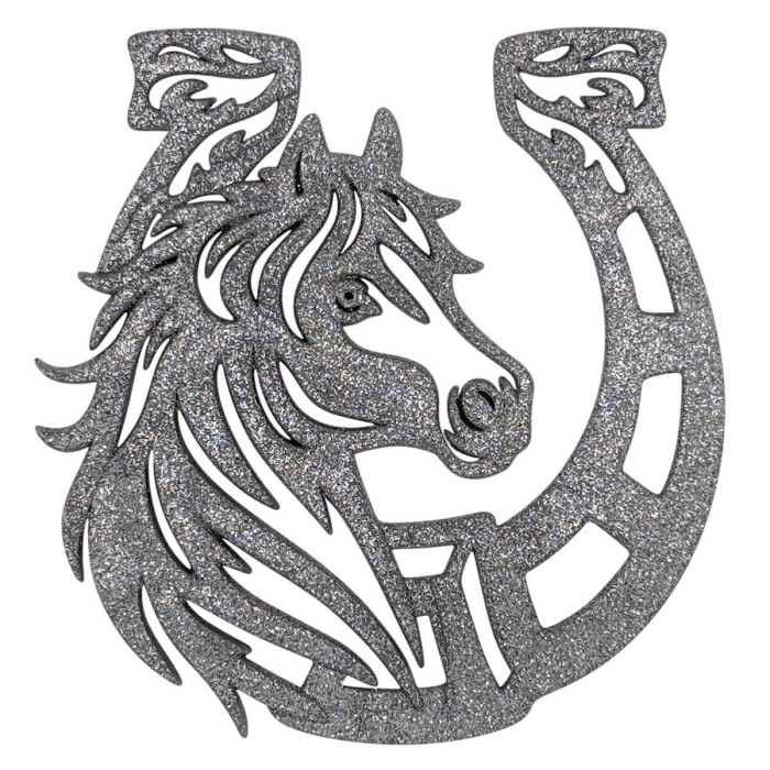 Новорічна іграшка Кінь-підкова - срібний