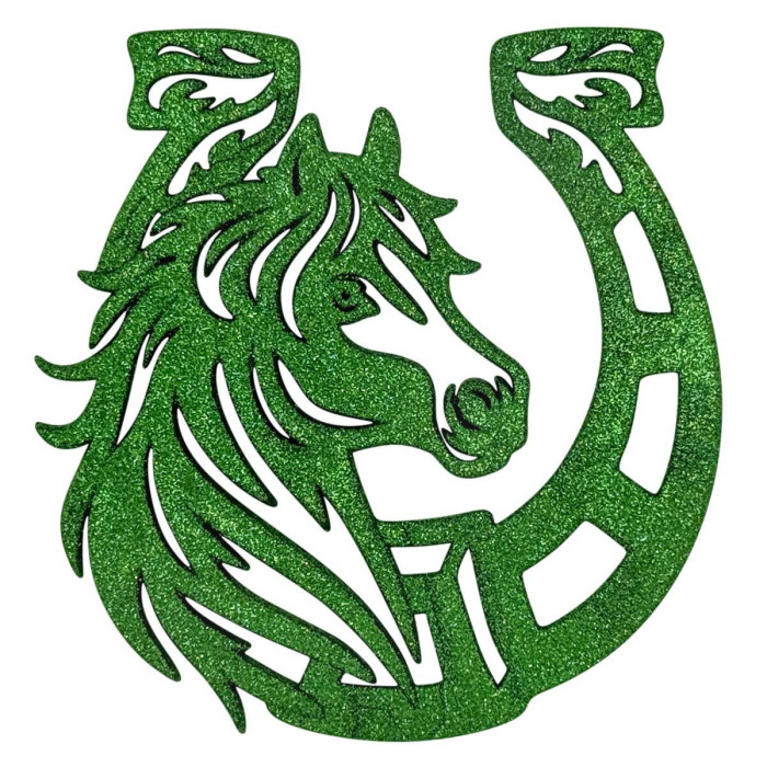 Новорічна іграшка Кінь-підкова - зелений