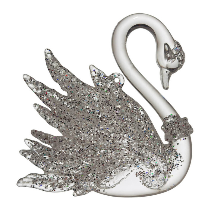 Прикраса новорічна Лебідь - Прозорий-Діамант