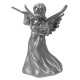 Новорічна фігурка Янгол з сопілкою великий срібний