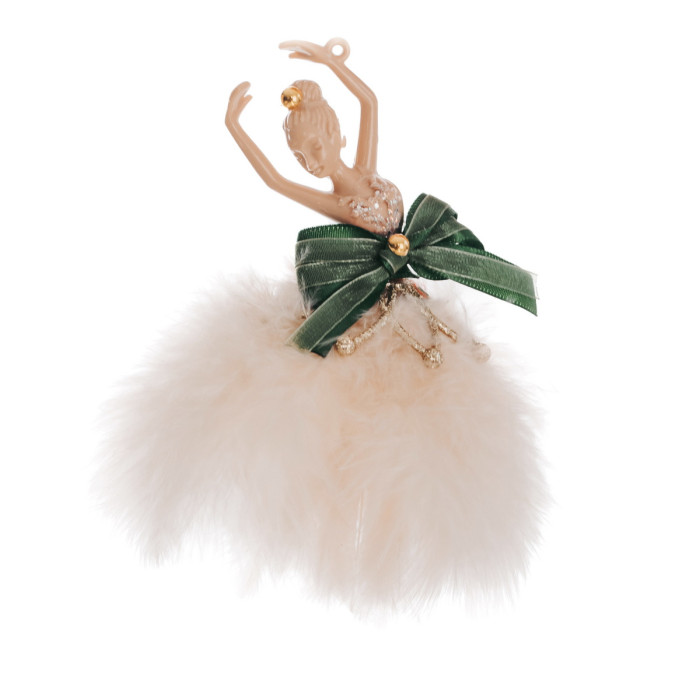 Новорічна прикраса Балерина з пір’ям бежевий