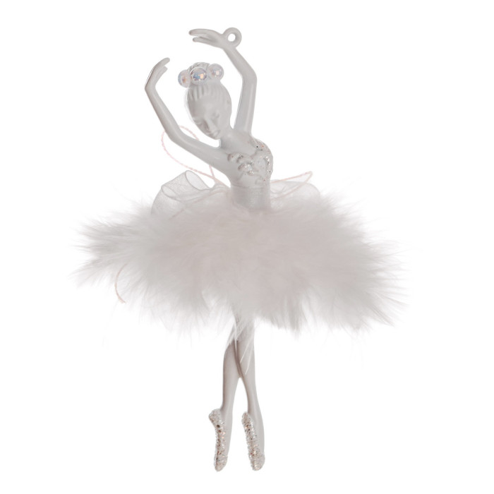 Новорічна фігурка Балерина з коротким пір’ям біла