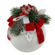 Новорічна куля 8 см ручної роботи біла куля з червоним бантом