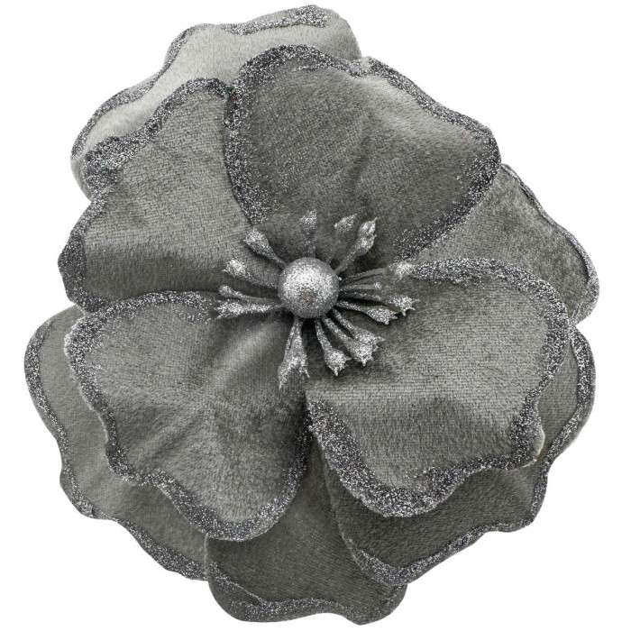 Квітка новорічна з тканини Срібна