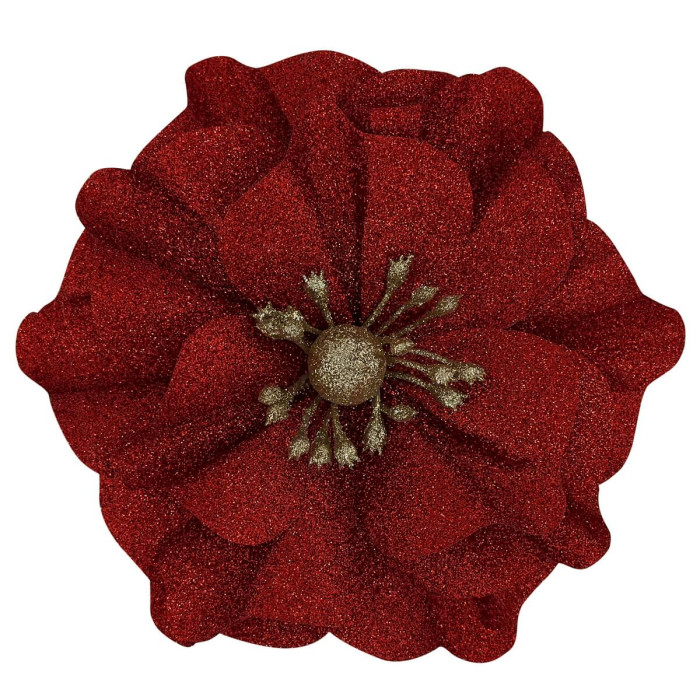 Квітка новорічна з тканини Червона