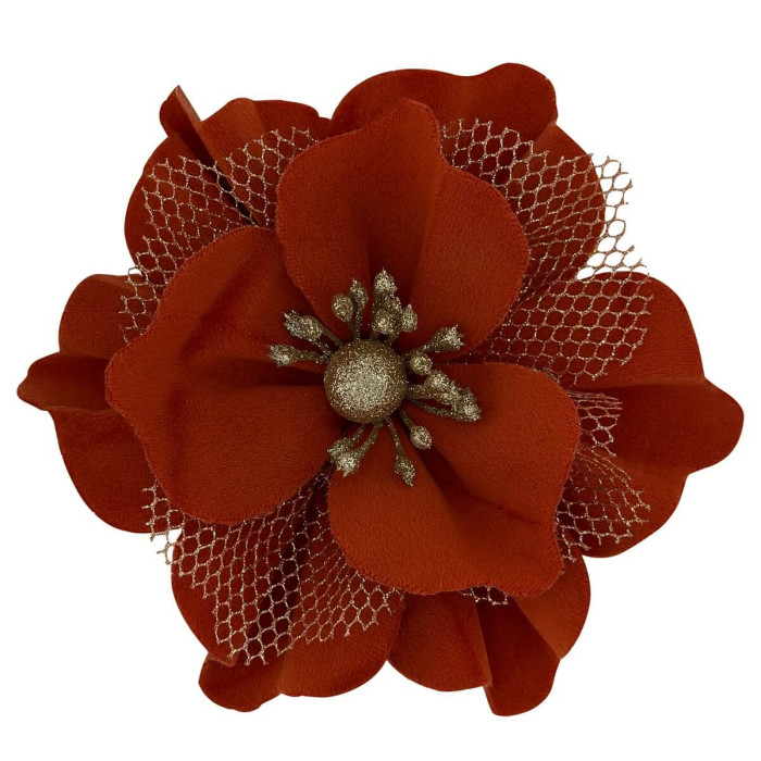 Квітка новорічна з тканини Червона бордова